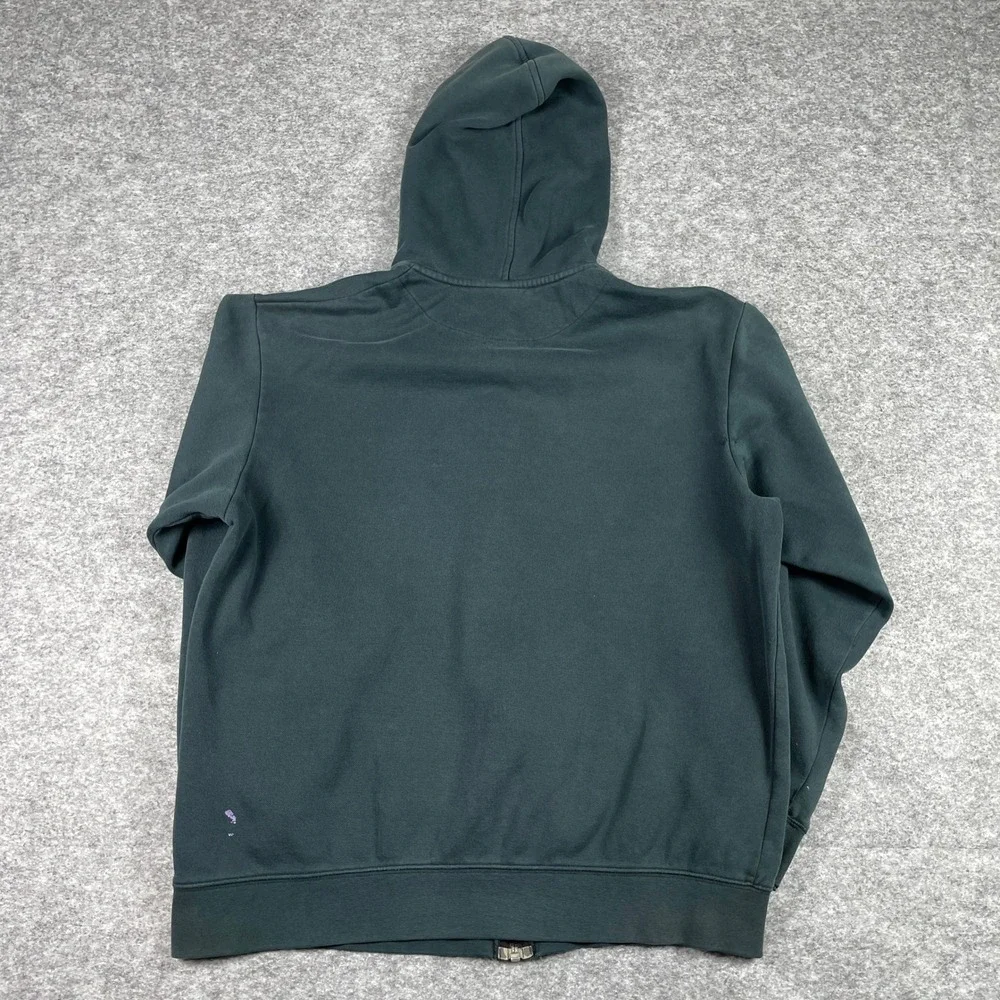 Vintage Nike Hoodie Mens Large Green Swoosh Fleece Lined Full Zip Sweatshirt